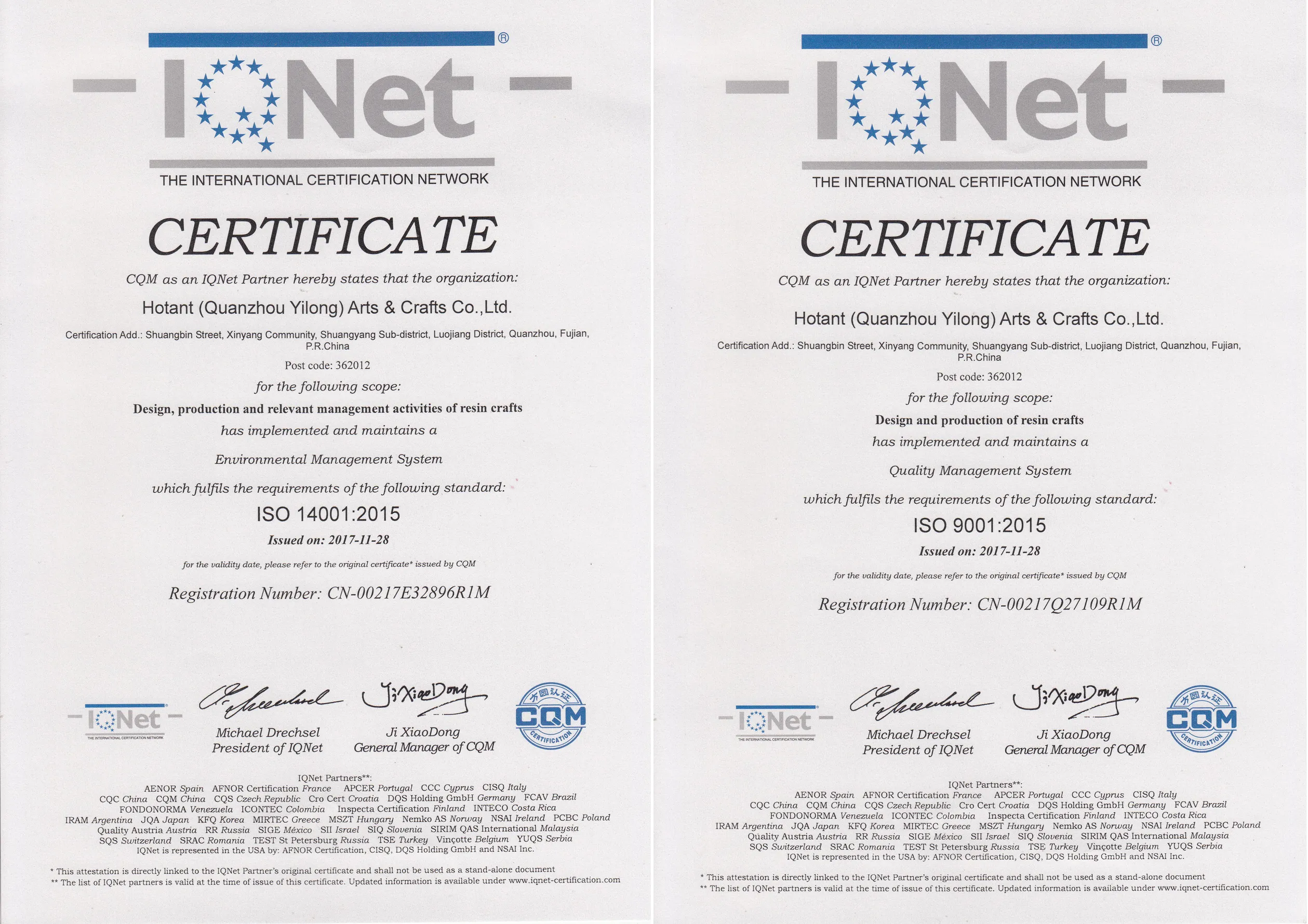 Two certificates